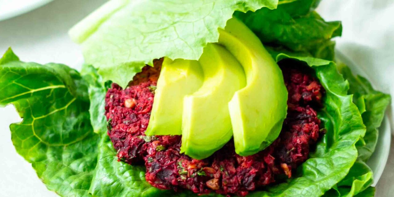 Lettuce Wrap Lentil Beet Burgers
