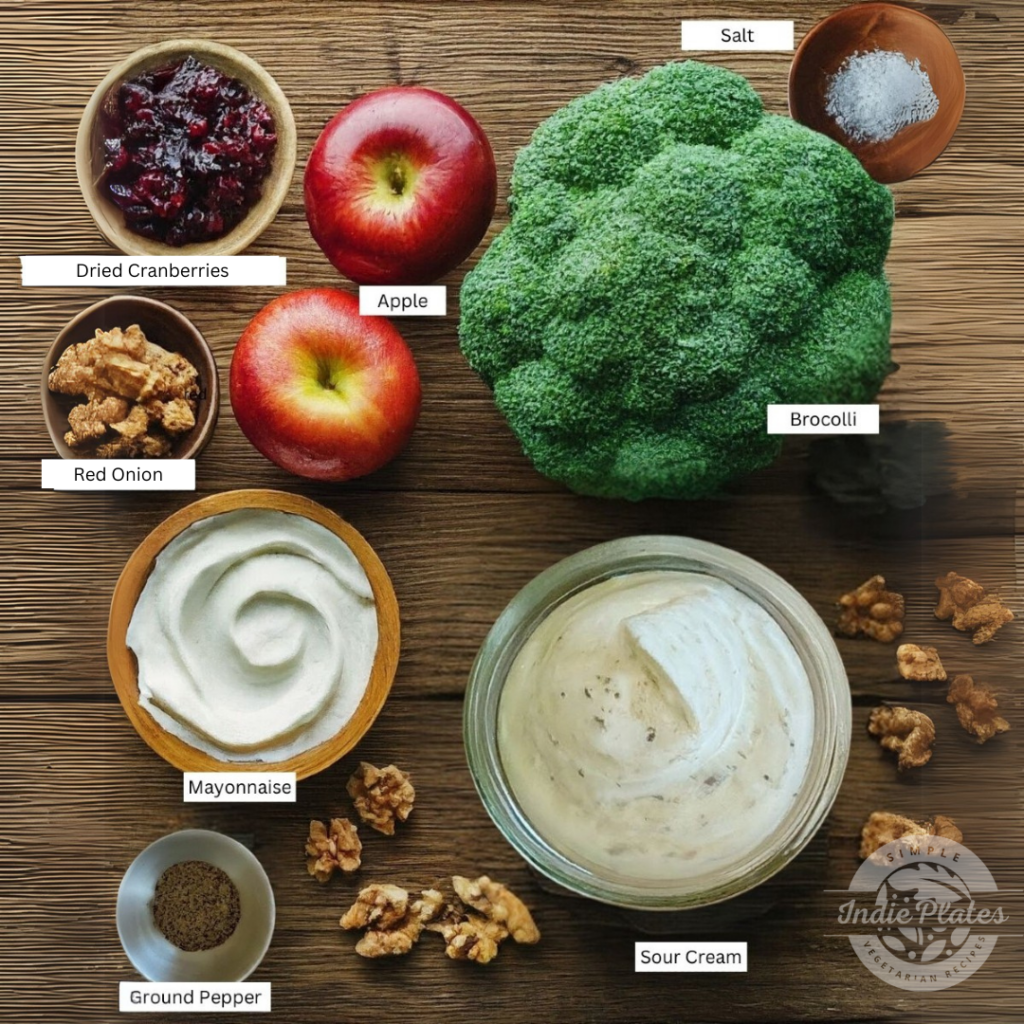 Fresh Broccoli Salad with Apple and Walnuts Ingredients